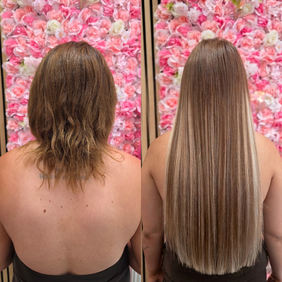 Prije i poslije nadogradnje keratinskim ekstenzijama