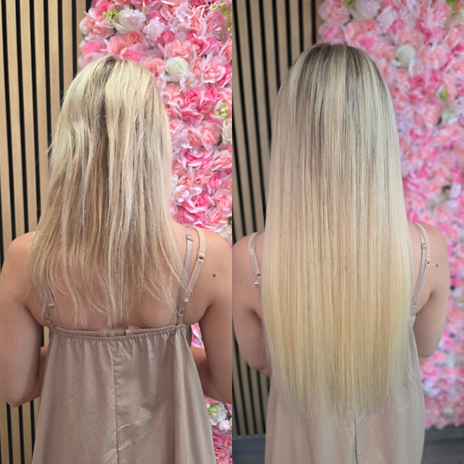 Prije i poslije nadogradnje keratinskim ekstenzijama