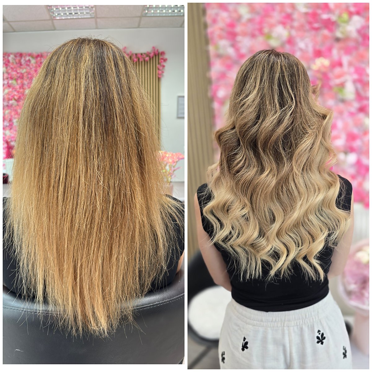 Prije i poslije nadogradnje keratinskim ekstenzijama