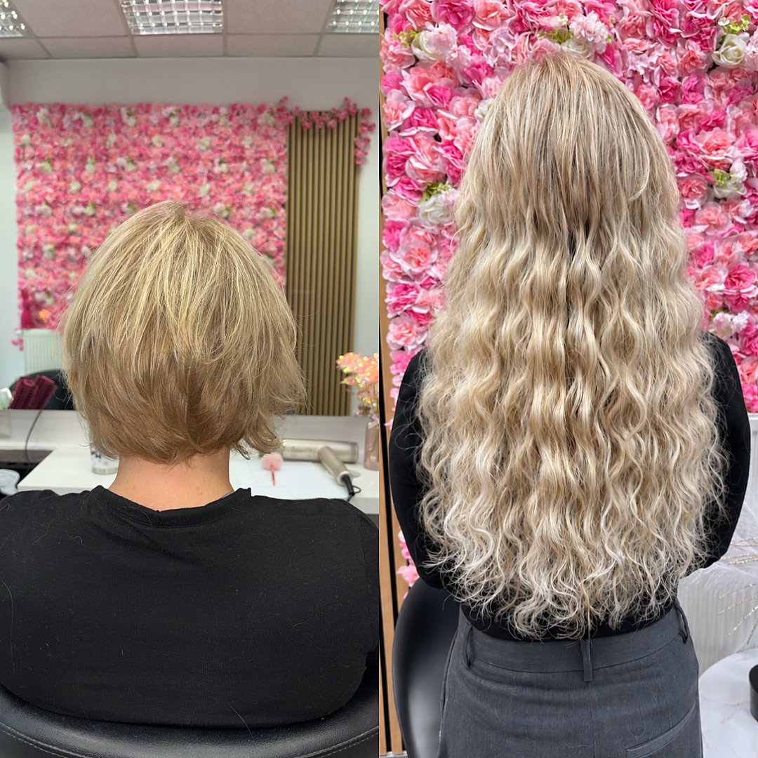 Prije i poslije nadogradnje keratinskim ekstenzijama